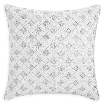 Hudson Park Collection White Lattice Textured EURO Pillow Sham Bedding 26X26 - Image 1 of 4