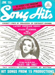 Song Hits rivista lirica 1943 Judy Garland canzoni di successo da "Saluto per tre" - Foto 1 di 2