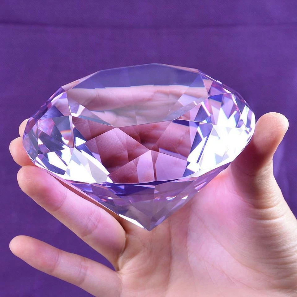 Ship From USA 100mm Purple Crystal Diamond Paperweight Home Wedding Decoration C - Image 1 of 1