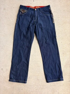 Pantalones de mezclilla vintage Y2K corona hip hop para hombre talla 38 grunge logotipo gráfico bolsillos soporte Foto 1 de 4