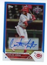 2023 Topps Pro Debut ~ CARLOS JORGE BLUE FOIL Prospect Auto 15/150 PD-74