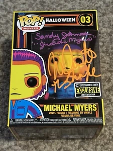 Funko: Michael Myers #03 Black Light ~ Nick Castle & Sandy Johnson Signed ~ GCOA - Picture 1 of 8