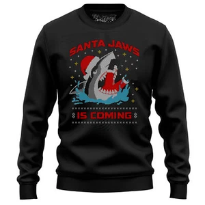Santa Jaws Is Coming - Funny Christmas Sweatshirt, Unisex Design for Shark and S - Picture 1 of 47
