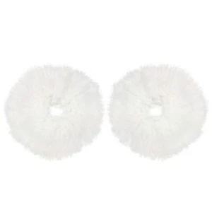 2pcs Pack Furry Faux Fur Hair Scrunchies Artificial Hair Bobbles Rope Wristband - Picture 1 of 4