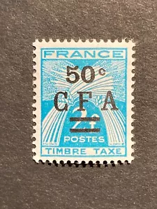 France - Reunion (1949) CFA 50c on 2f Overprint Postage Due - Scott J37 - MNH - Picture 1 of 2