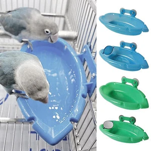 Bird Water Bath Tub For Pet Bird Cage Hanging Bowl Parrots Parakeet Birdbath - Picture 1 of 12