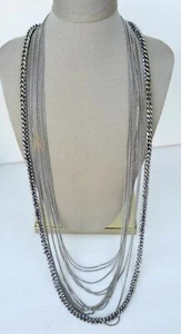 NWT Ann Taylor Silver Tone Chunky multi strand chain Necklace 19" drop $88 - Picture 1 of 4