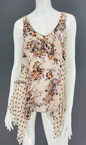 Anthropologie Vanessa Virginia Polka Dot Mix Media Hanky Hem Tank Top SZ Small S - Picture 1 of 9