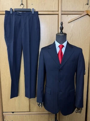 VAKKO Mens suit handtailored bespoke navy blue 2 pieces Single Breasted Size 36R - Image 1 of 4