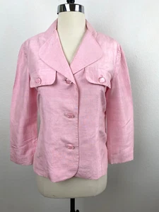 Vintage Womens Pink Raw Silk Blazer Jacket Small Custom Made Large Buttons - Picture 1 of 9