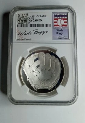 2014 P $1 Baseball Hall Of Fame PF 70 Ultra Cameo Wade Boggs NGC ⚾  - Image 1 of 3