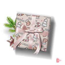 Christmas Wrapping Paper Roll - Santa, Snowflakes and Reindeer Rose Gold