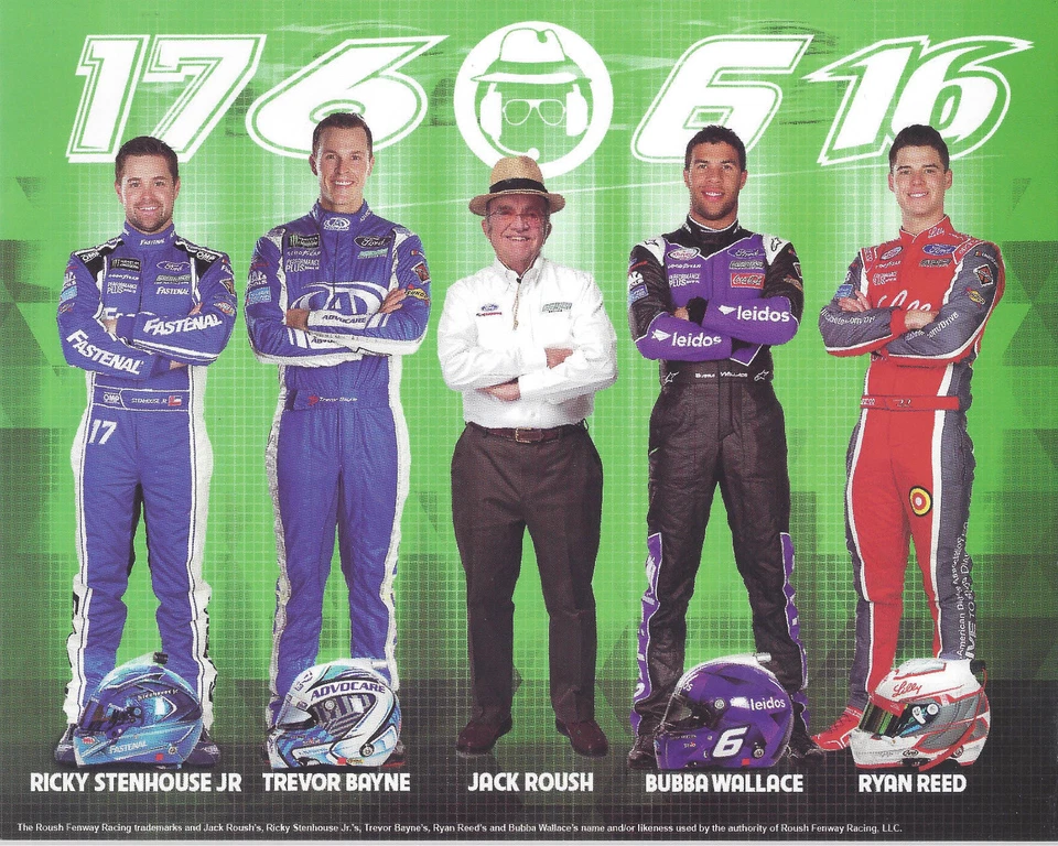 Tarjeta postal 2017 Roush Team Stenhouse Jr, Bayne, Wallace, Reed, Jack NASCAR Foto 1 de 1