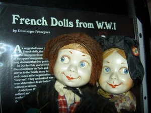 PAAR sehr seltene, signierte PARIS antike französische HANSI Figuren Puppen YERRI & GRETEL - Bild 1 von 14
