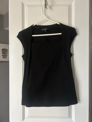 Top Lafayette 148 New York Cuello Cuadrado Sin Mangas Algodón Negro Talla Pequeña Foto 1 de 4