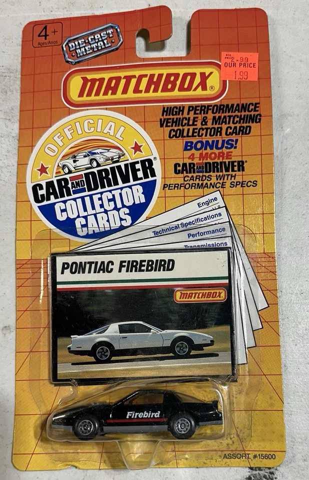 Tarjeta de coleccionista oficial Matchbox 1989 coche y conductor Pontiac Firebird Foto 1 de 1