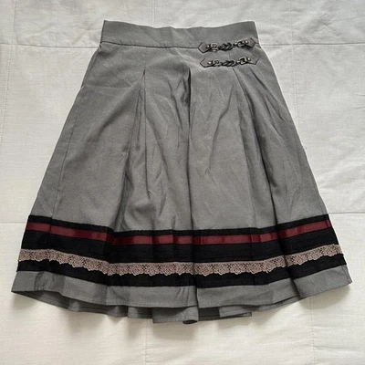 Axes Femme Grey A-line skirt with ribbon and lace detailing and buckle straps - Image 1 of 4