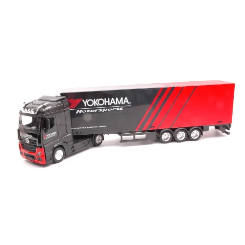 MERCEDES ACTROS GIGASPACE HAULER WITH TRAILER "YOKOHAMA" 1:43 Burago Camion Mode - Immagine 1 di 1