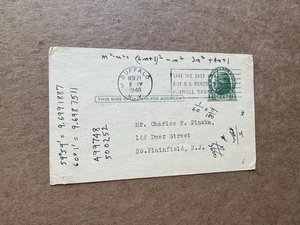 US 1940s Dr CF Pinzka Postal Card (06) +Renown Mathematician  +Math Discussion - Picture 1 of 2