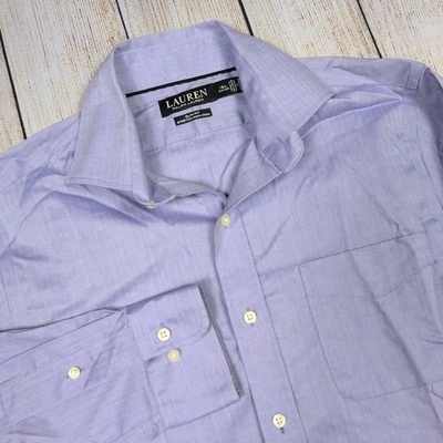 Camisa ajustada Lauren Ralph Lauren etiqueta negra lavanda 15 1/2 34/35 Foto 1 de 4