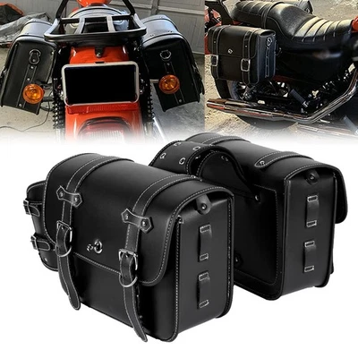 Motorcycle Side Saddle Bags Black For Harley Fatboy Heritage Softail Classic - Image 1 of 4