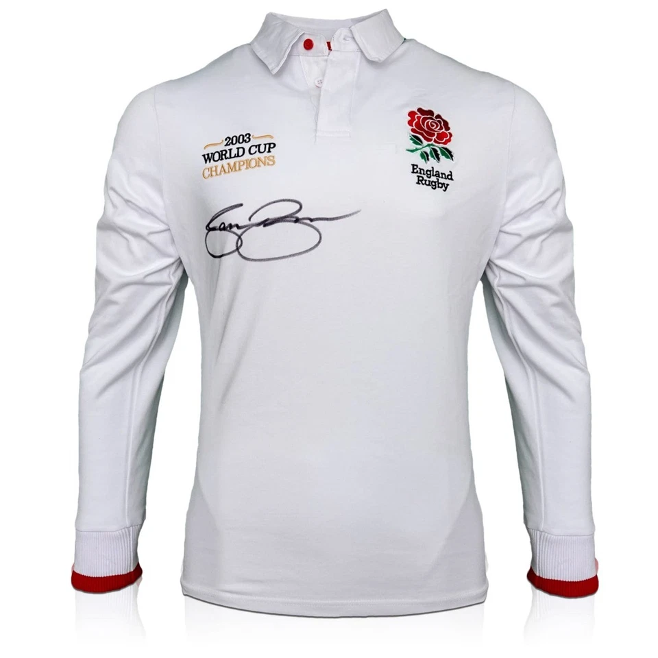Camiseta de rugby de Inglaterra firmada por Jason Robinson. Bordado Campeones Mundial Foto 1 de 4