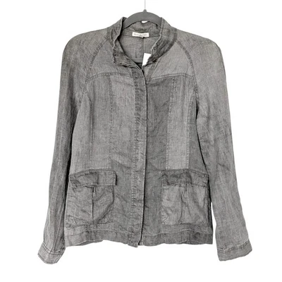 Chaqueta Camisa Eileen Fisher 100% Lino Abotonada en Gris Lagenlook Talla XS Foto 1 de 4