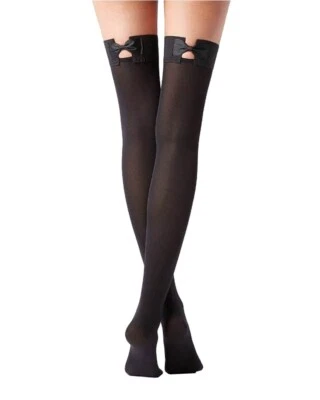 Sexy Stockings Strapse Strümpfe mit Fuß Fliege Halterlos Nylon Schwarz S M L XL - Bild 1 von 4