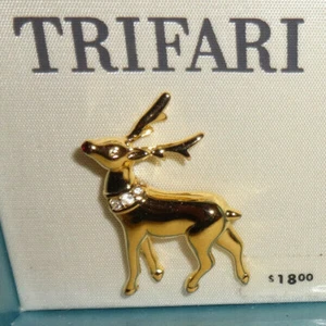TRIFARI Holiday Keepsake Rudolph The Red Nose Reindeer Brooch Pin Christmas - Picture 1 of 2