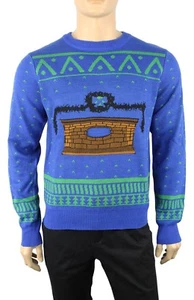 NEU HERREN AMERICAN STITCH BLAU KAMIN APPLIKATION/BILDERRAHMEN PULLOVER M - Bild 1 von 4