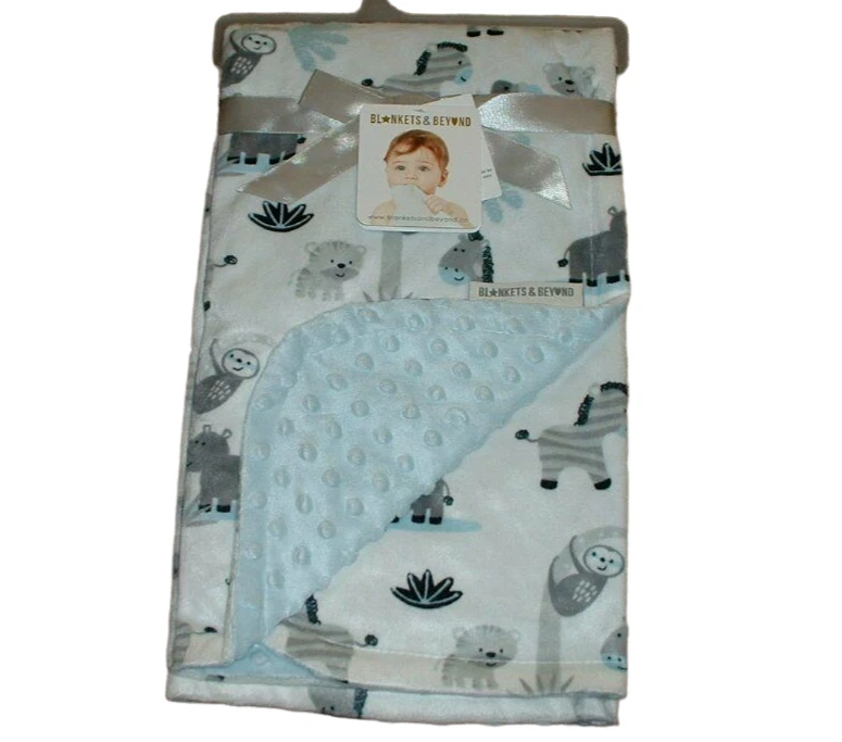 Одеяла и за пределами одеяло сафари Baby белый синий Minky Dot младенца мальчиков новый с Ярлыками VHTF - Изображение 1 из 3