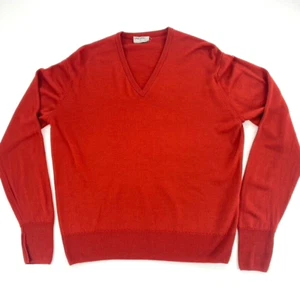 Jaeger London Vintage Mens Wool Pullover Sweater V-Neck Orange Size Medium - Picture 1 of 9