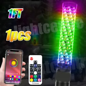1pc 1FT Spiral LED Fat Whip Lights Antenna RGB Chasing For Can-am X3 RZR UTV ATV - Picture 1 of 15