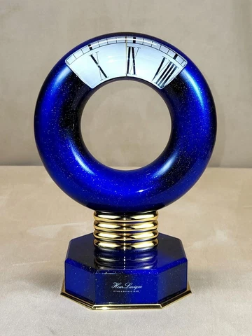 SALE 50% OFF Rare Hour Lavigne 1990 Annular Clock Lapis Lazuli Enamel Gold Plate Cover