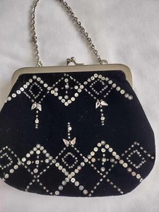DEBUT Small Black Beaded Evening Handbag/purse - Picture 1 of 5