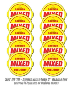 Mixed Fuel Only sticker gasoline diesel decal label tank vinyl door label 10x - Picture 1 of 2