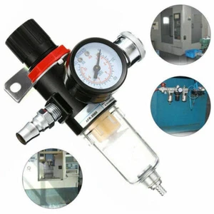 1/4" BSP Air Pressure Regulator Gauge Spray Gun In-Line Water Trap Filter Set UK - Picture 1 of 9