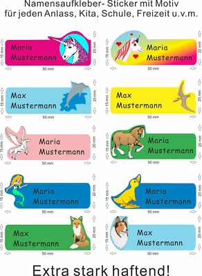 Namensaufklebe,Sticker mit Motiv,Schule,Kita,Kinder,Freizeit extra stark haftend - Bild 1 von 4
