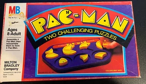 Vintage PAC-MAN GAME - TWO CHALLENGING PUZZLES 1982 Milton-Bradley COMPLETE - Picture 1 of 3
