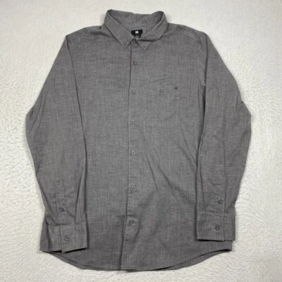 DC Shoes Shirt Mens Medium Gray Button Down Long Sleeve Adult Casual - Image 1 of 4