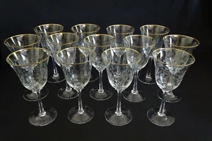 Lenox USA Fontaine Set of 13 Water Goblets -Etched Floral Gold Trim - Picture 1 of 5