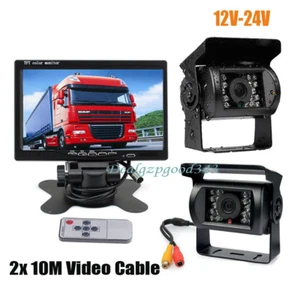 7" LCD Monitor Car Rear View Kit for Bus Truck + 2x 18 IR Vehicle Reverse Camera - Picture 1 of 9