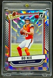 Bo Nix RARE ROOKIE CHECKER REFRACTOR INVESTMENT CARD SSP PANINI ROY MINT - Picture 1 of 2