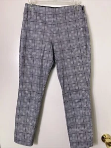 Old Navy Black White Plaid Skinny Leg WOW PANT Stretch Waist Side Zip Pants Sz 2 - Picture 1 of 16
