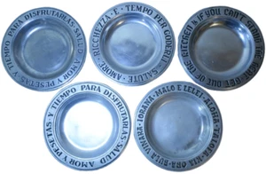 Lot of 5 - RWP Wilton Columbia, PA. 9 1/4" Plates Pewter Quotes Salud Aloha Heat - Picture 1 of 14