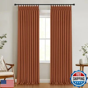 100% Blackout Shield Linen Pinch Pleated Curtains Blackout, Pleated Drapes wi - Picture 1 of 5