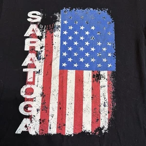 Vintage ProTag Saratoga American Flag T-Shirt Mens Size M Made In USA Black - Picture 1 of 6