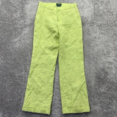 Lauren Ralph Lauren Pants Womens 6 Green Linen Wide Flare Leg Flared Lined - Image 1 of 4
