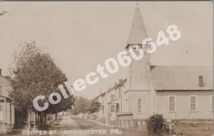 RPPC-Manchester PA-Cooper Street-Iglesia-Hogares-Casas-Condado de York-Pennsylvania-RP - Imagen 1 de 2