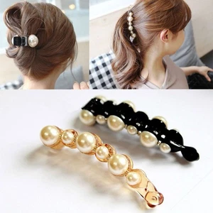 Fashion Rhinestone Jewelry Barrette Clip Crystal Hairpins Crown Pearl Hair Claw - Picture 1 of 12
